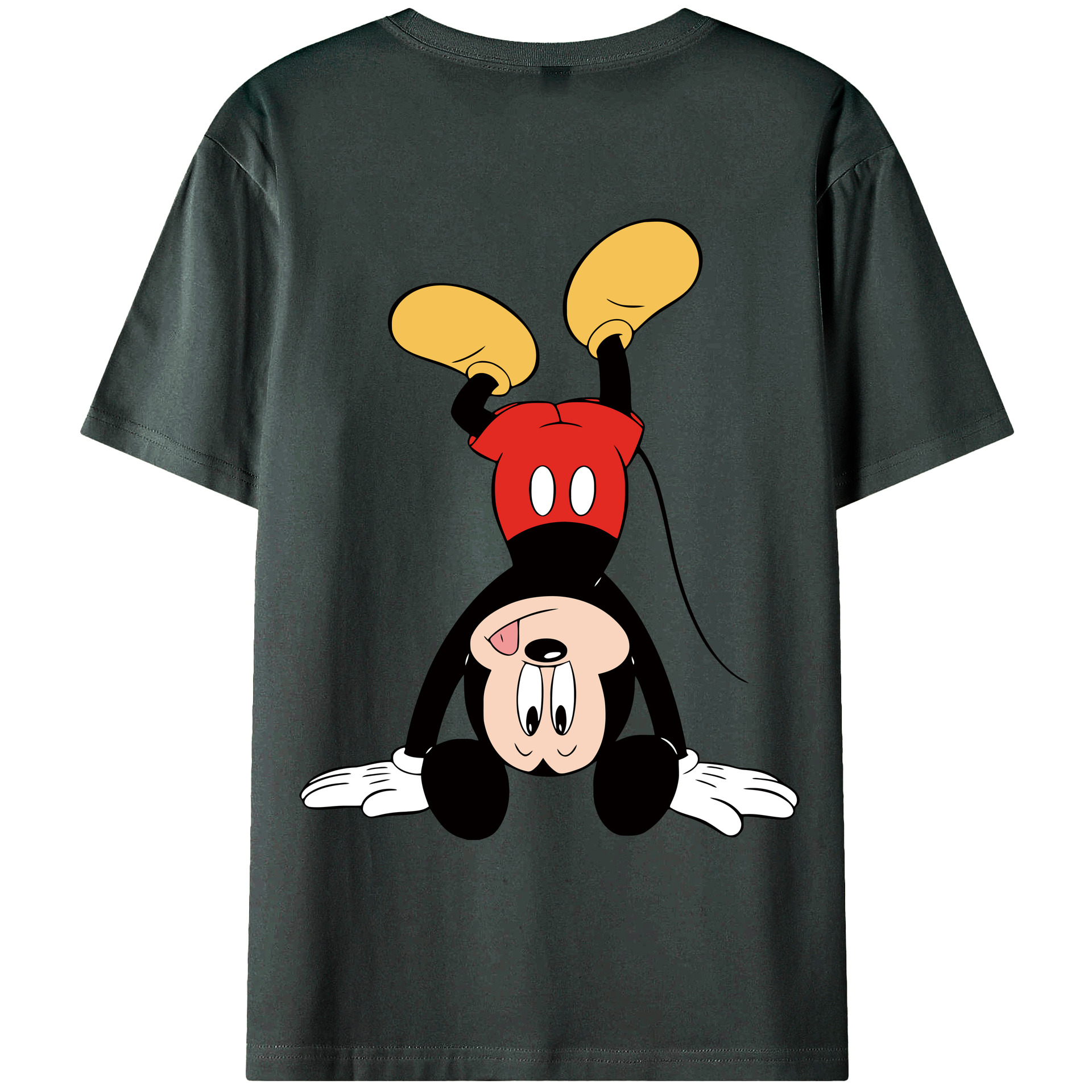 ミッキーマウス Mickey Mouse 綿100％ メンズ半袖Tシャツ（バックプリント） 通気性